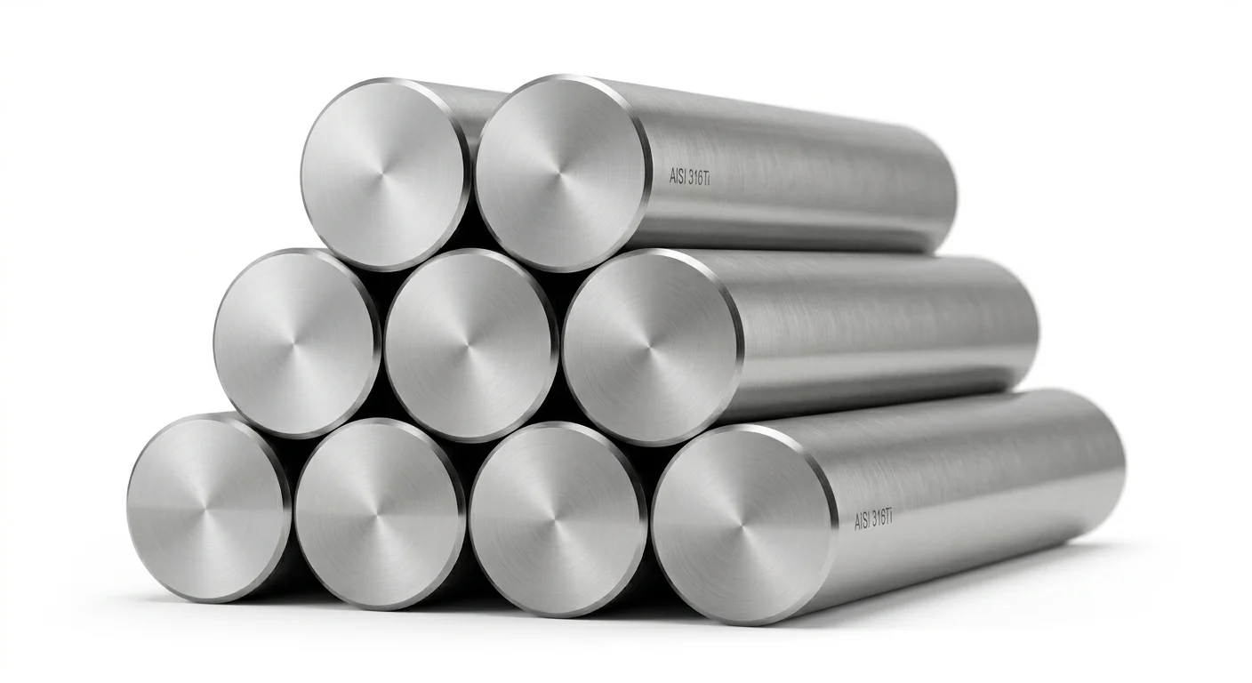  Bulk ASTM A276 AISI 316Ti stainless steel round bars stocked in Mumbai for industrial supply.