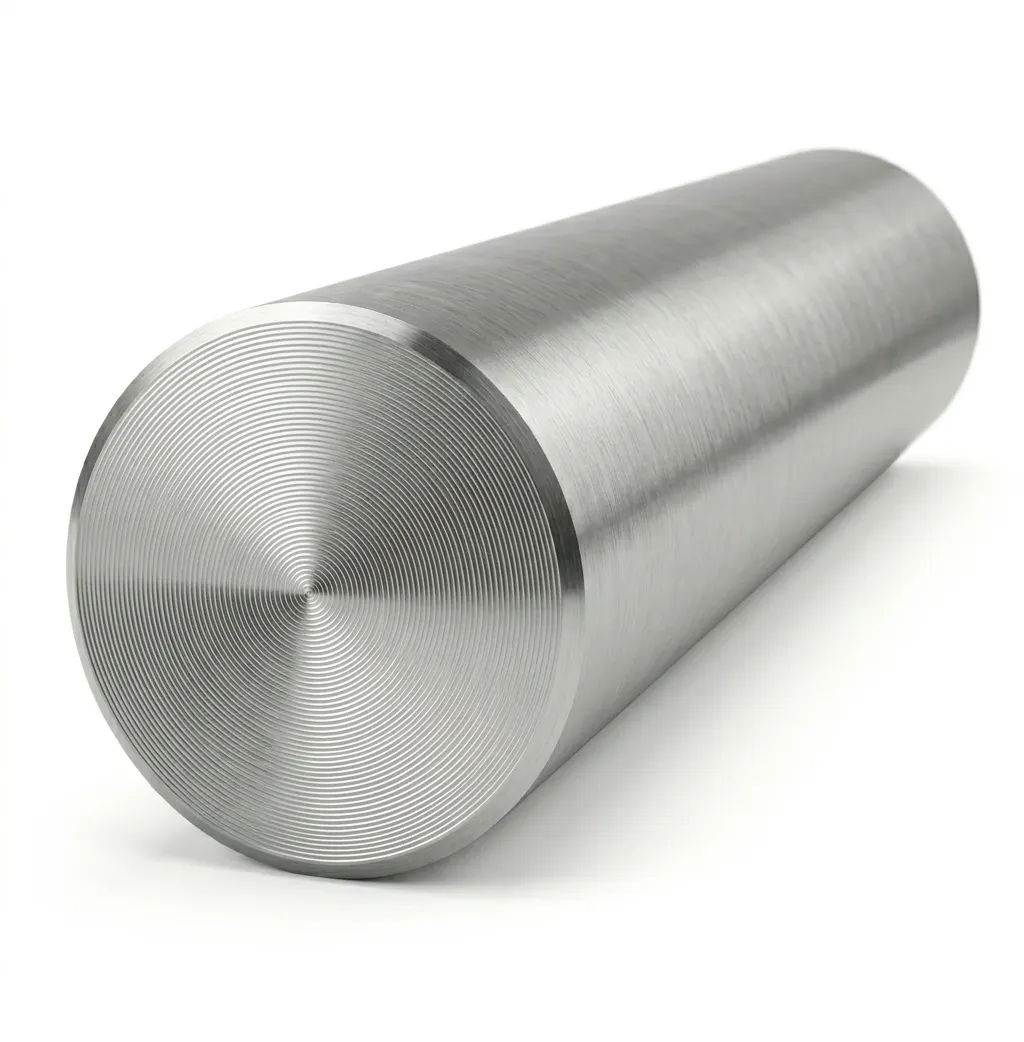 Macro view of 317L stainless steel round bar cross-section with 3.1 MTC certification for chemical and petrochemical industries.